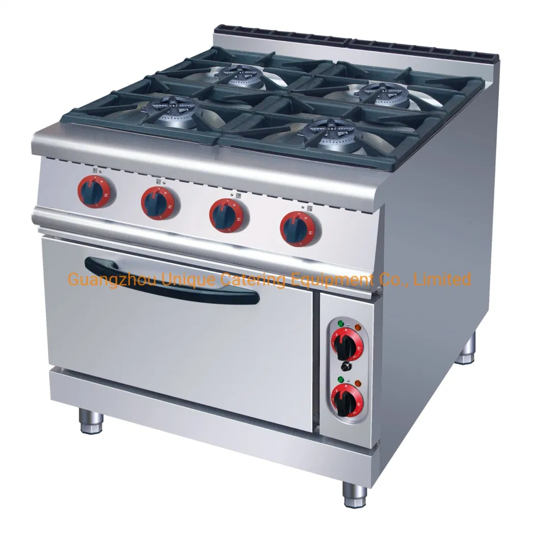 Luxury Type 4-Burner Gas Range with Gas Oven for Restaurant Combination Oven