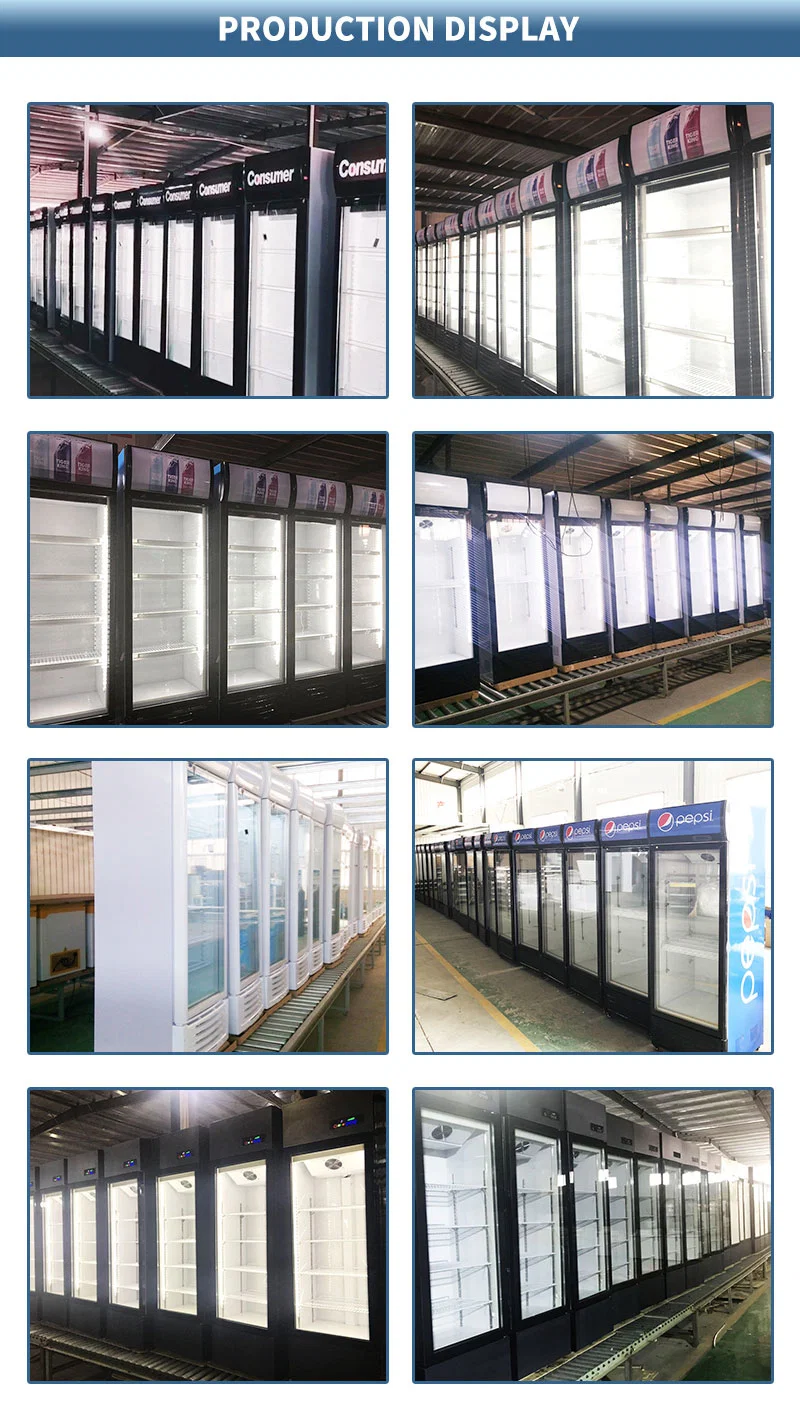 Commercial Supermarket Double Door Vertical Display Fridge Freezer Chiller Refrigerator Price